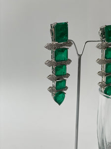 Green Doublet and Zircon Earrings