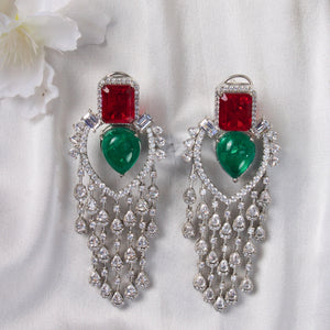 Red and Green Crystals with Zircon Danglers