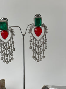 Red and Green Crystals with Zircon Danglers