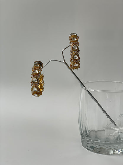 Gold Finish Kundan Hoops