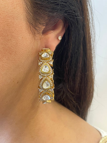 Gold Finish Kundan Hoops