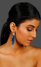 Blue and Yellow Marquise Doublet Crystal Earrings with Zircon