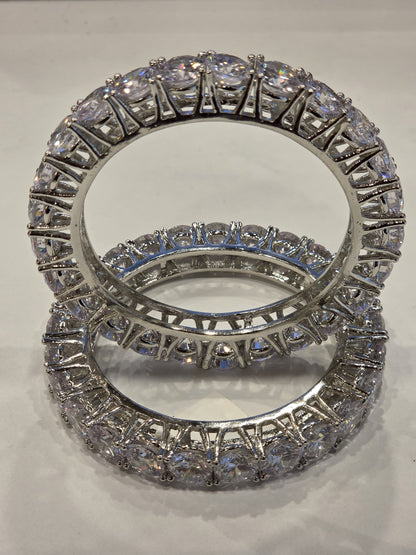 White Finished Bangles with Solitaires