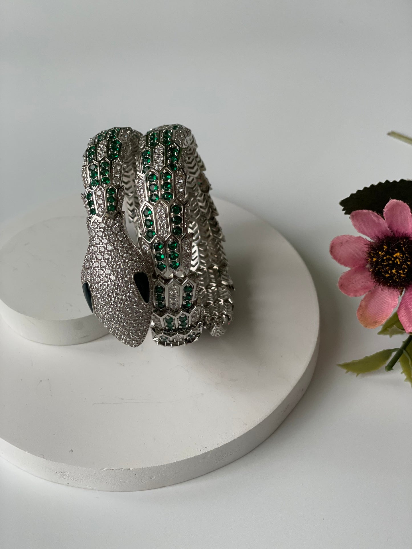 Zircon Studded Snake Wrap Bracelet