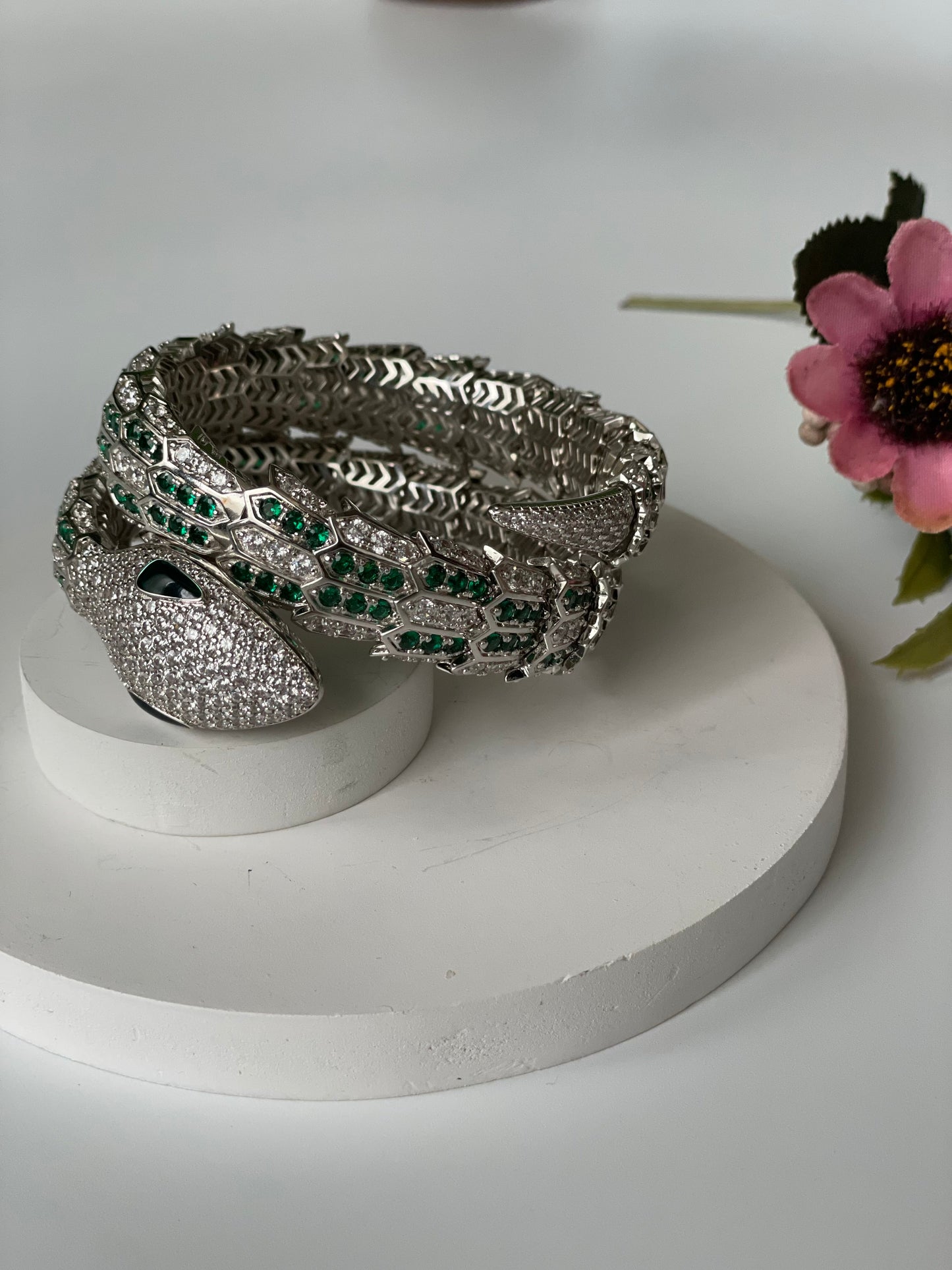 Zircon Studded Snake Wrap Bracelet