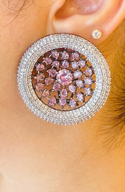 Zircon Studded Round Studs