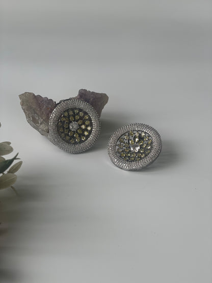 Zircon Studded Round Studs