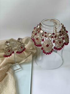 Ethnic Kundan Bridal Necklace Set with Red BeadsStudio6Jewels