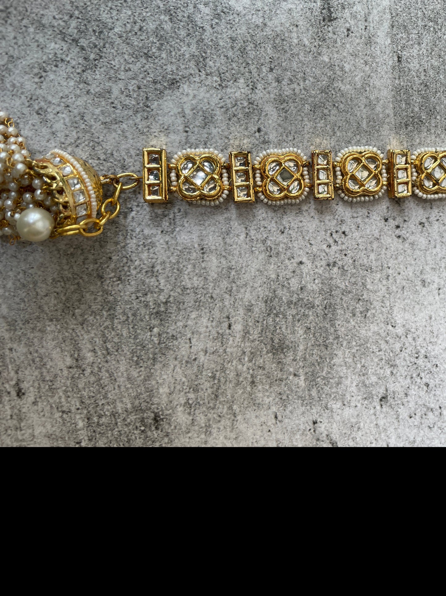 Gold Plated Pearl Tassel Openable Bracelet