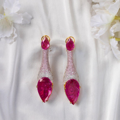 Gold Finish Vibrant Doublet and Zircon Studded Earrings