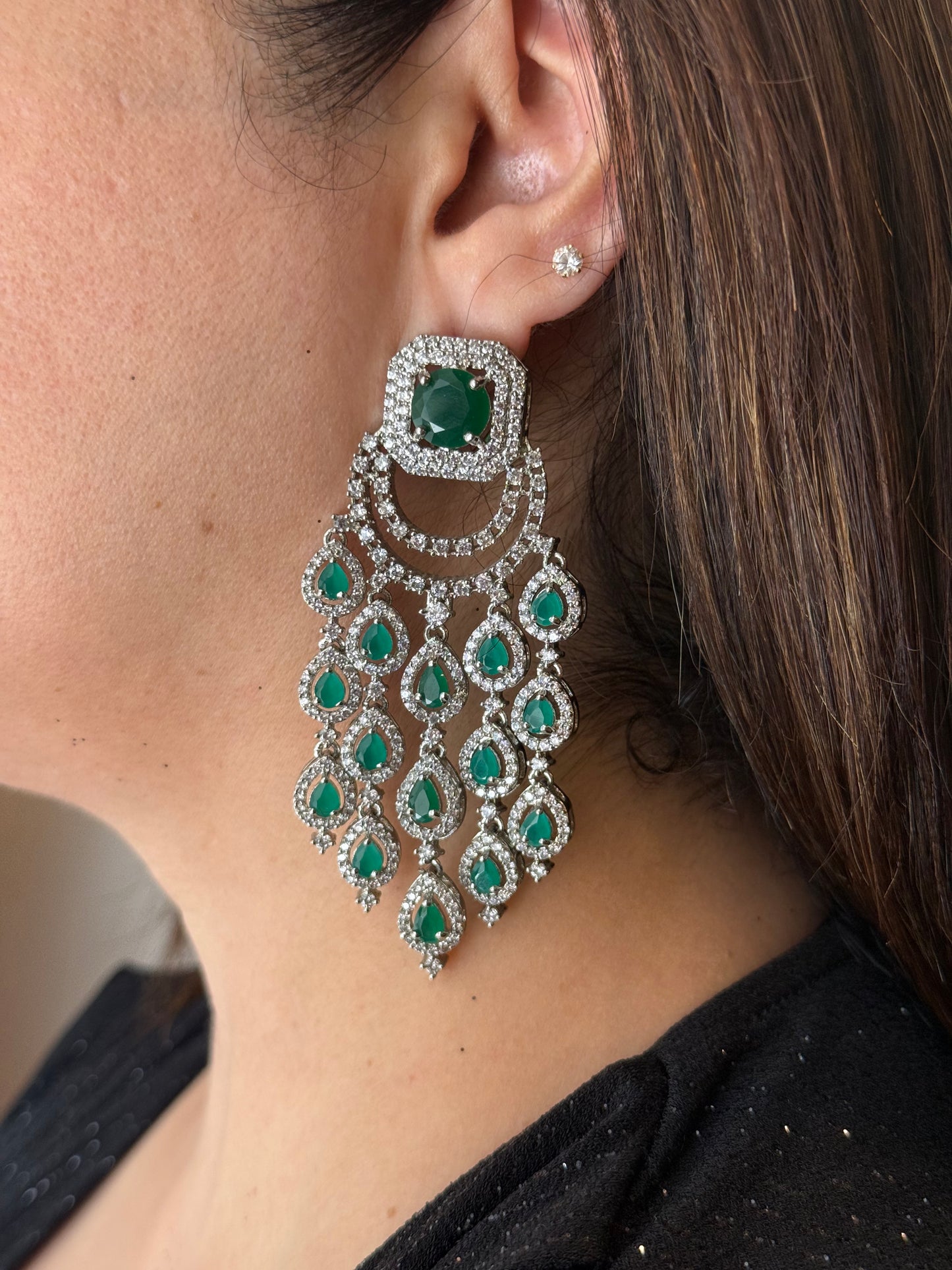 Zircon Chandelier Earrings