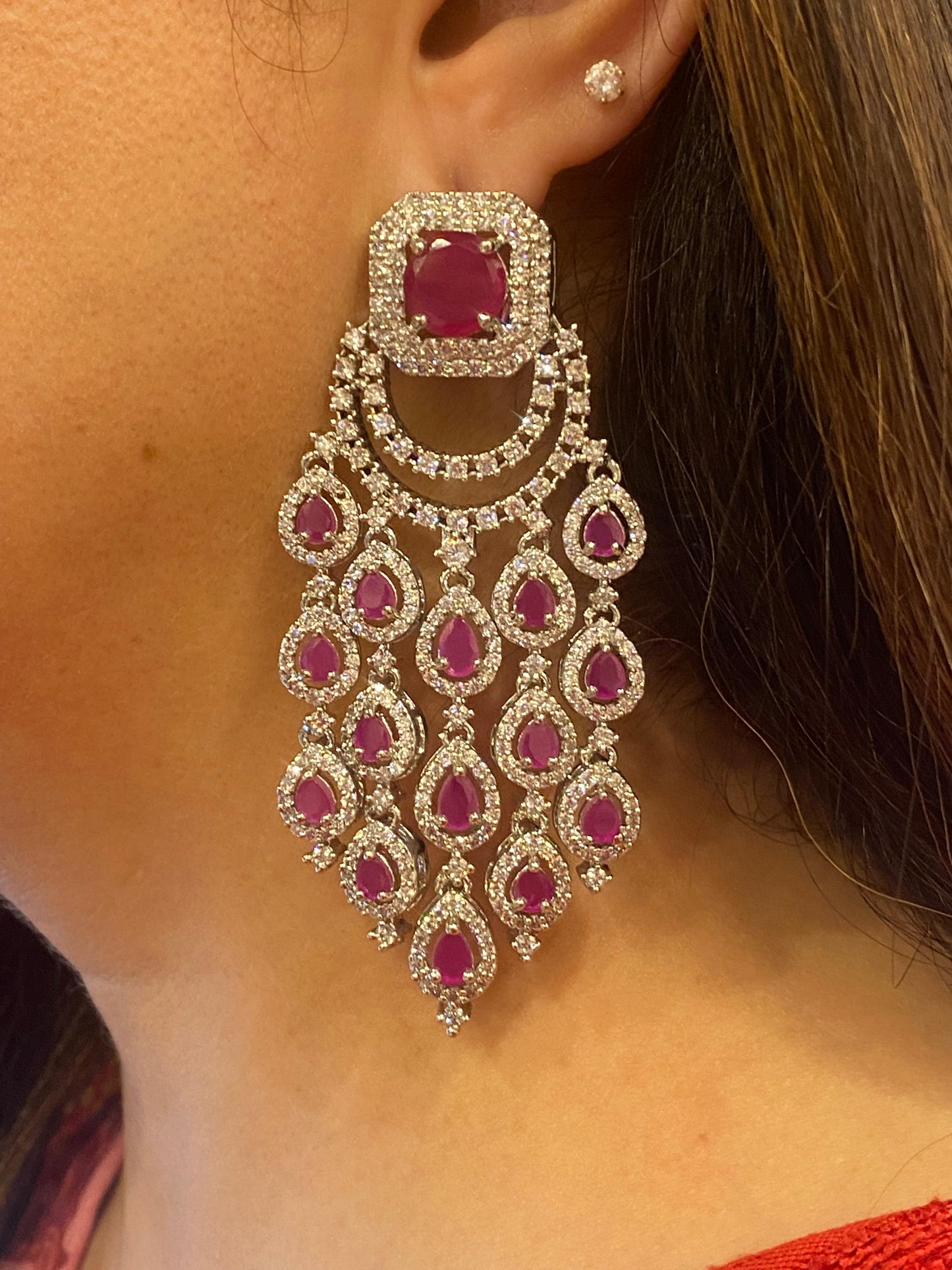 Zircon Chandelier Earrings