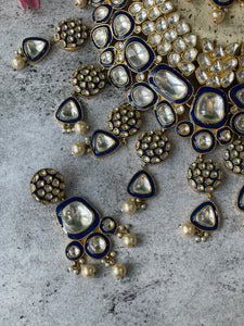 Blue Enamelled Ethnic Kundan Necklace Set