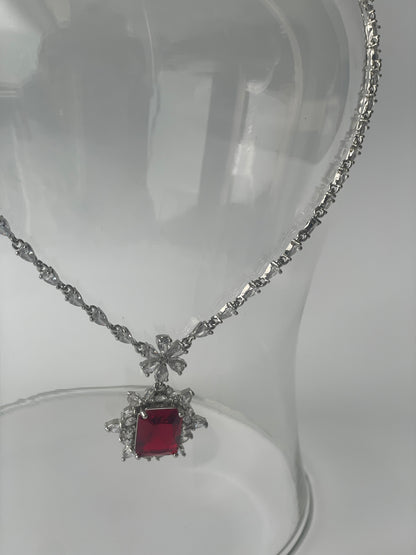 Zircon Studded Long Necklace with Earrings