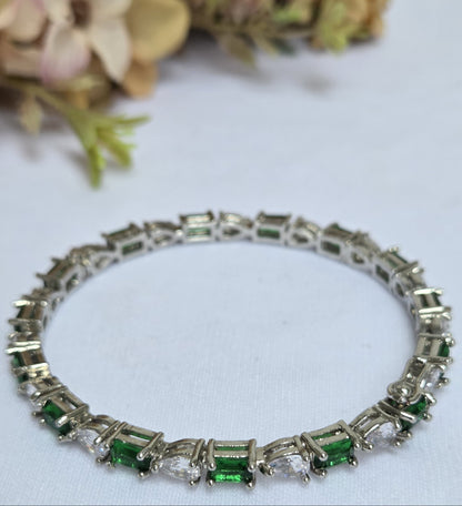 White and Green Zircon Studded Bracelet