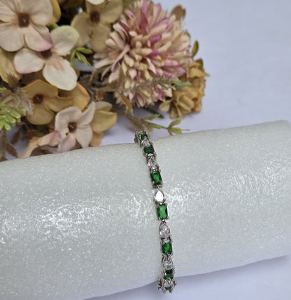 White and Green Zircon Studded Bracelet