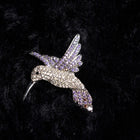 Amethyst Crystal Humming Bird Brooch