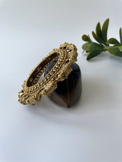 Gold Finish Filigree Temple Bangle