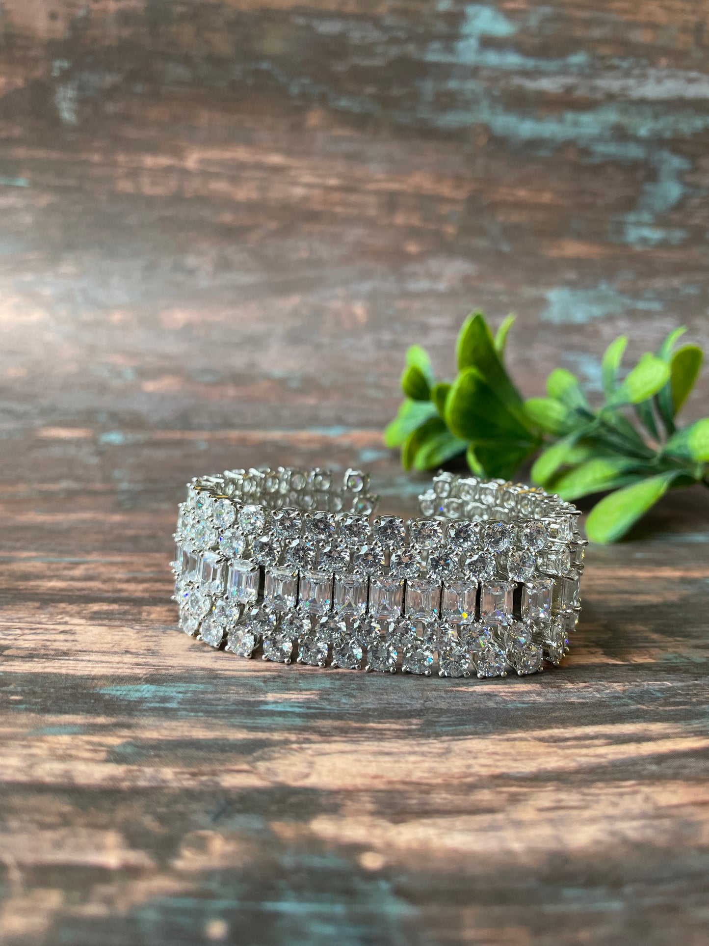 Zircon Studded Classic Broad Bracelet