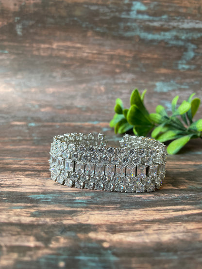 Zircon Studded Classic Broad Bracelet