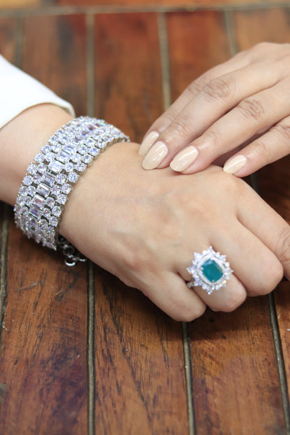 Zircon Studded Classic Broad Bracelet