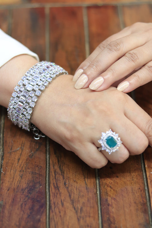 Zircon Studded Classic Broad Bracelet