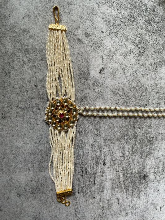 Pearl Accented Kundan Hand Harness