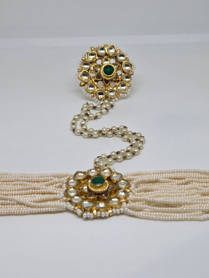 Pearl Accented Kundan Hand Harness