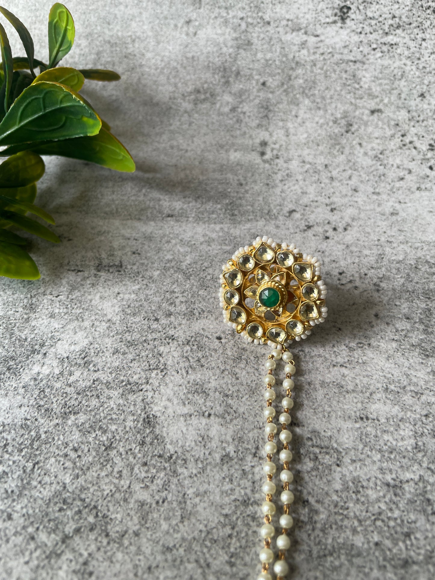 Pearl Accented Kundan Hand Harness