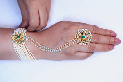 Pearl Accented Kundan Hand Harness