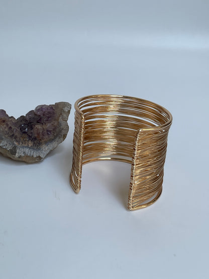 Gold Plated Spiral Wire Cuff Bangle