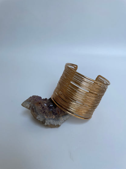 Gold Plated Spiral Wire Cuff Bangle