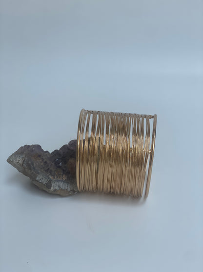 Gold Plated Spiral Wire Cuff Bangle