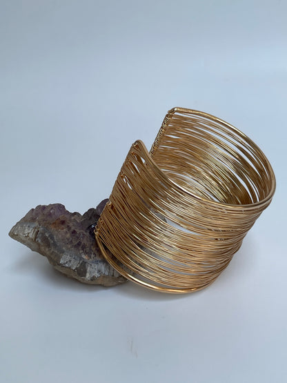 Gold Plated Spiral Wire Cuff Bangle