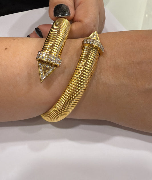 Spiral Wrap Cuff With Faux Diamond Studs