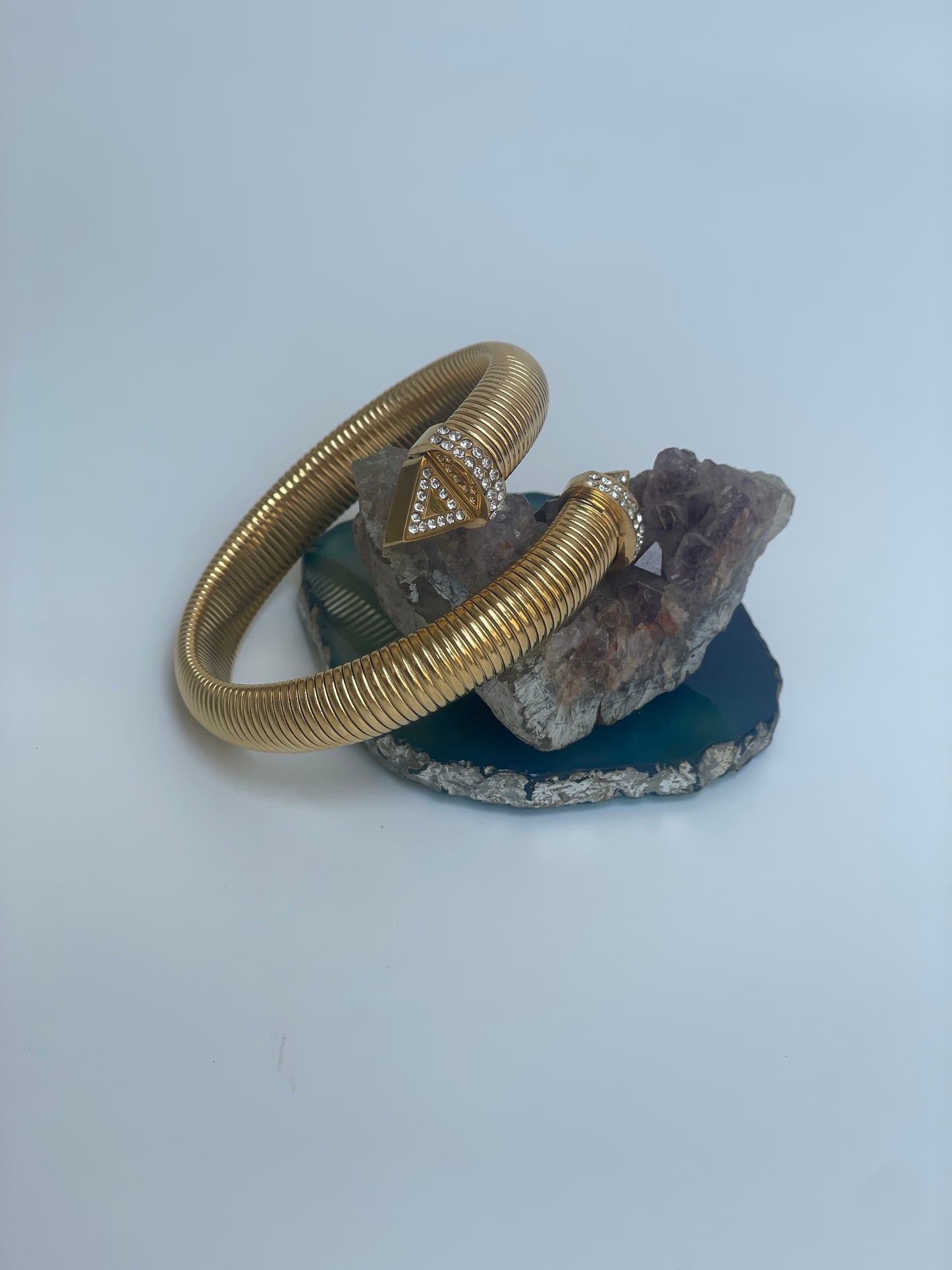 Spiral Wrap Cuff With Faux Diamond Studs