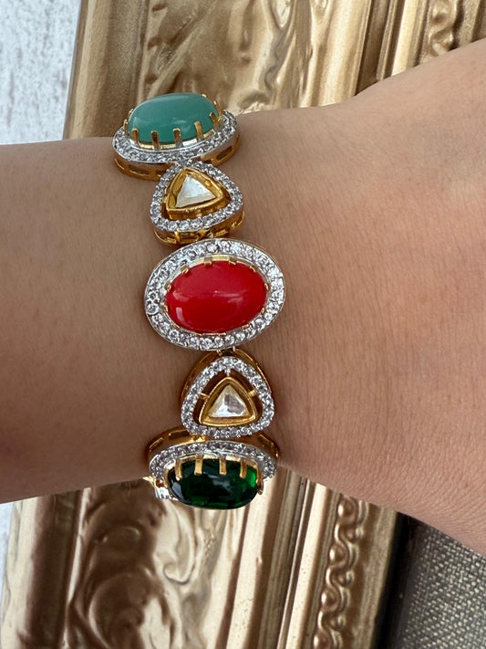 Multi Gem Bracelet with Zircon Accents