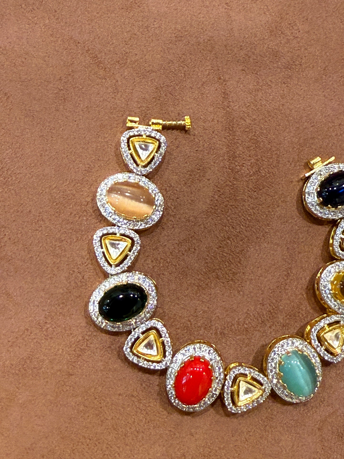 Multi Gem Bracelet with Zircon Accents