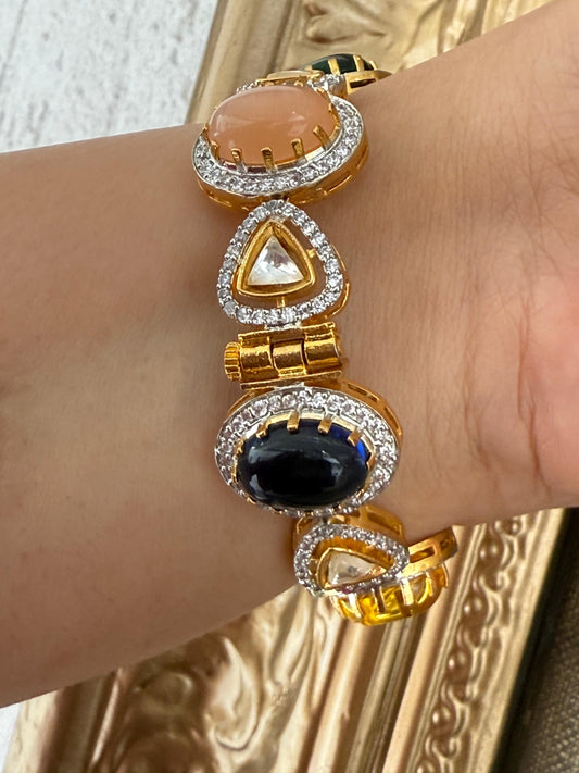 Multi Gem Bracelet with Zircon Accents