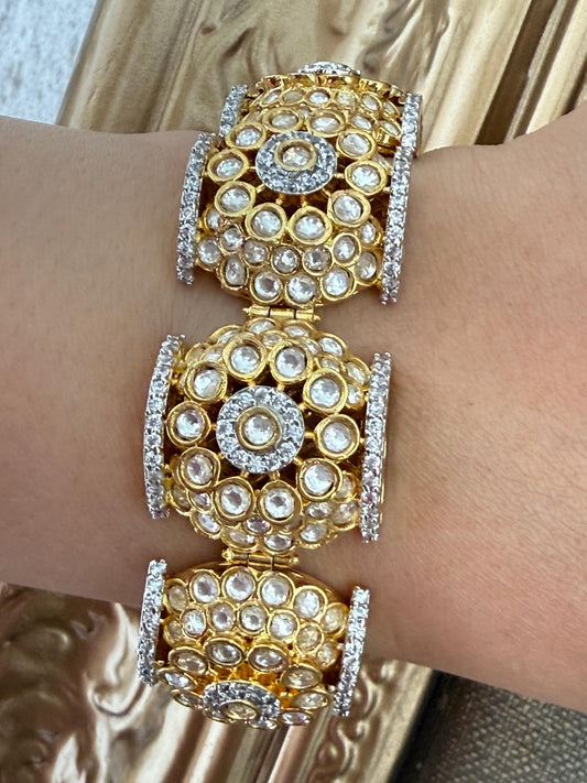 Two Toned Polki Openable Bracelet