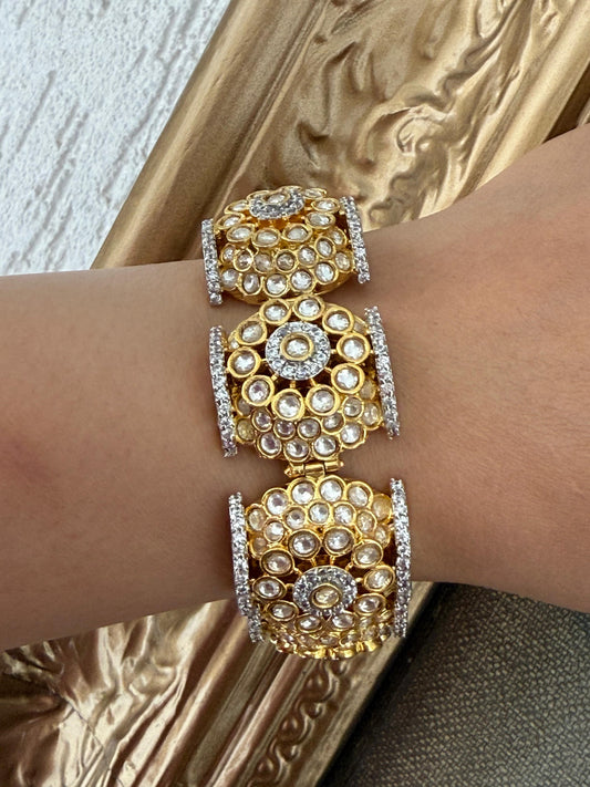 Two Toned Polki Openable Bracelet