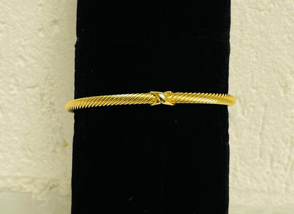 Textured Open Bracelet in Gold Finish
