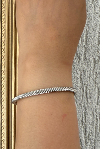 Spiral Open Studded Two Tone Cuff Bracelet