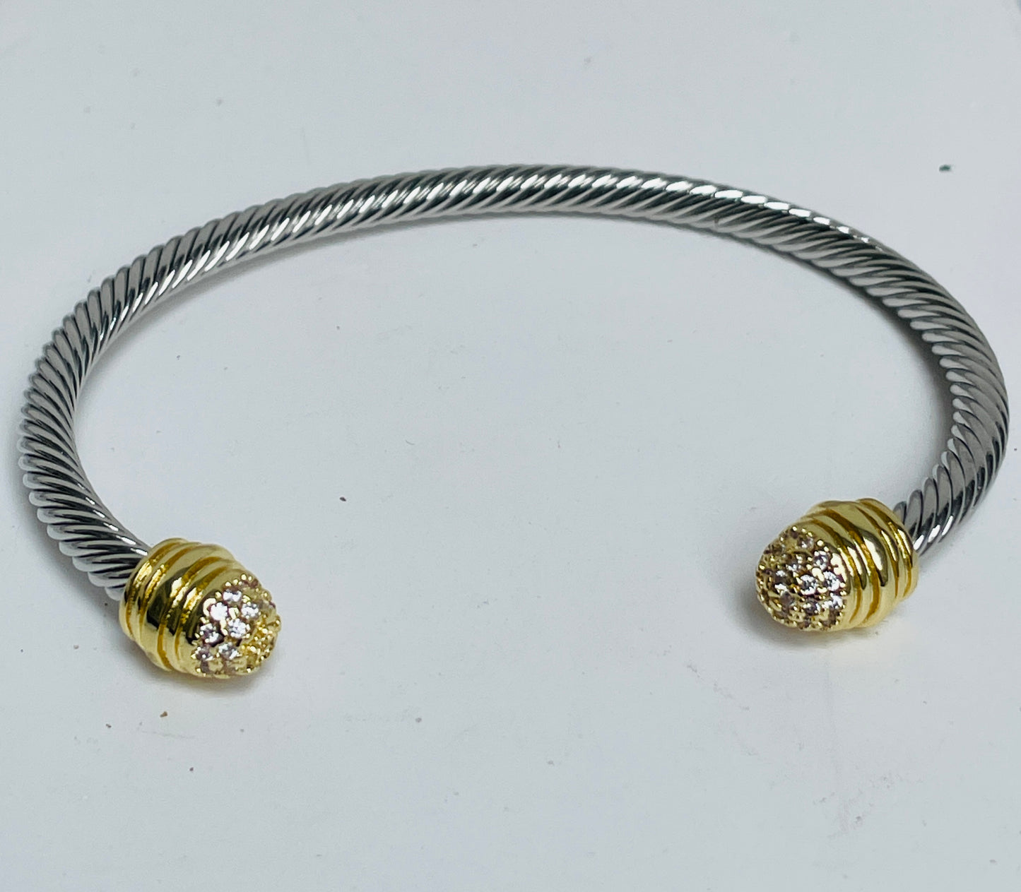 Spiral Open Studded Two Tone Cuff Bracelet