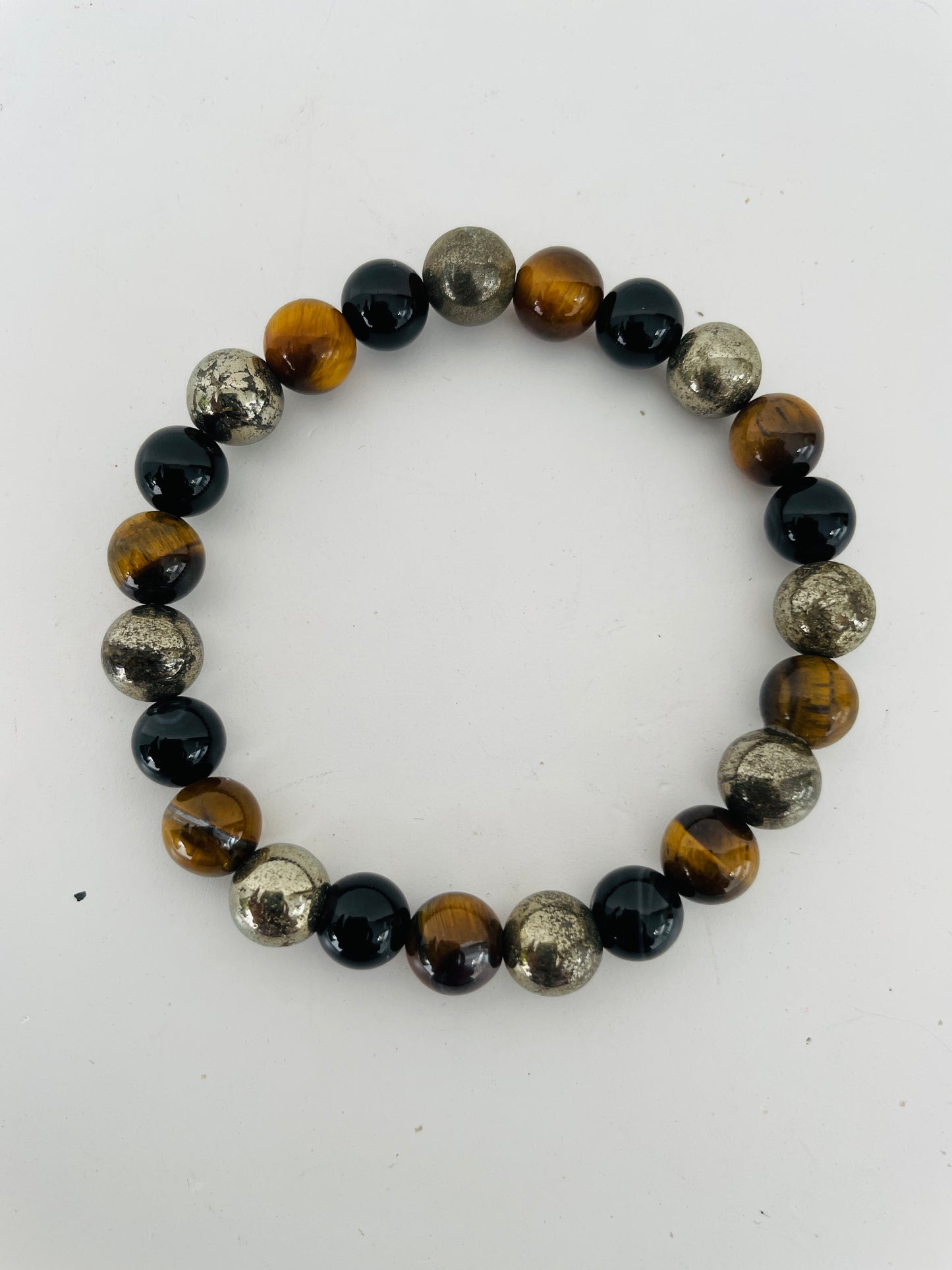 Tiger Eye & Black Stone Beaded Bracelet