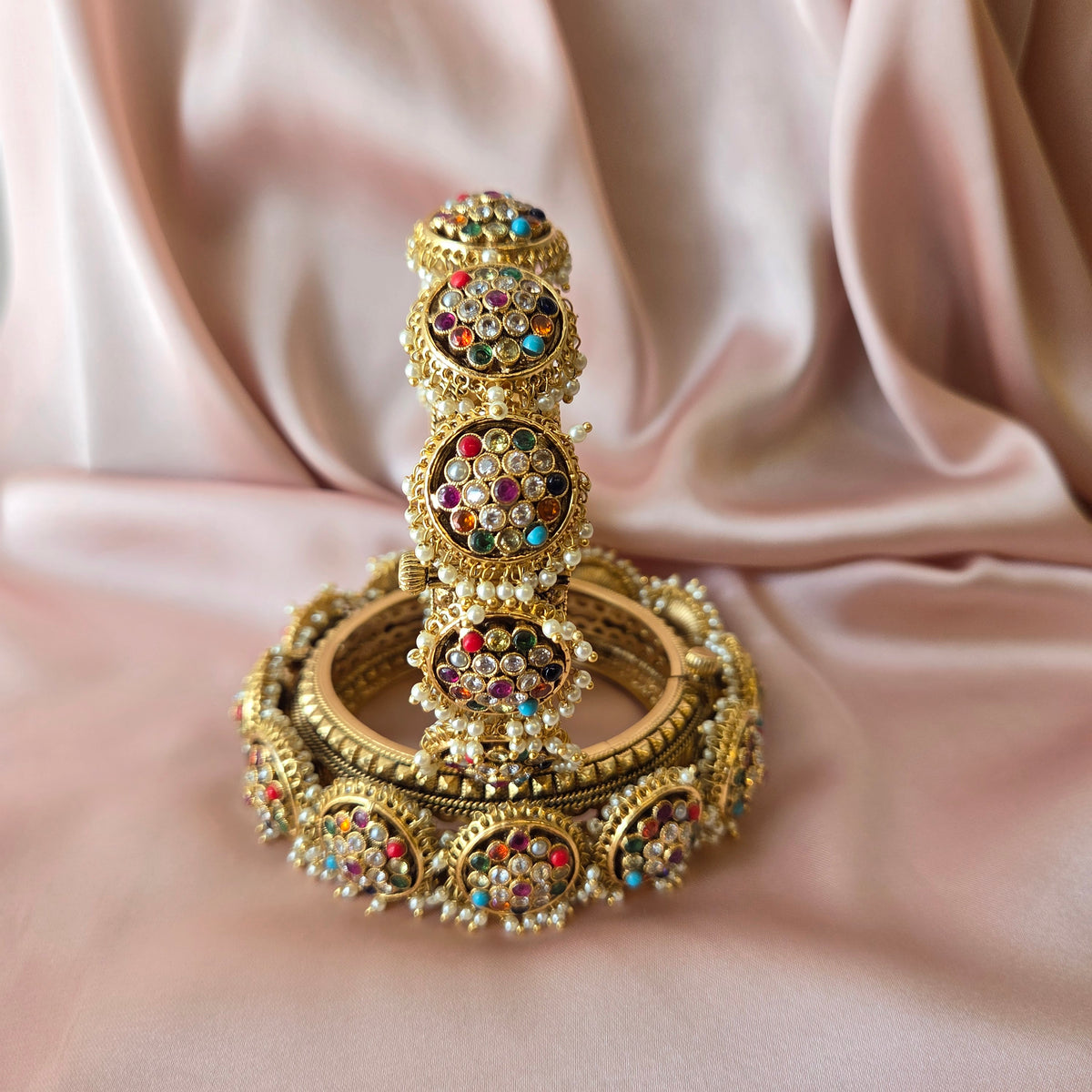 Multicolour Kundan Stone Bangle Set