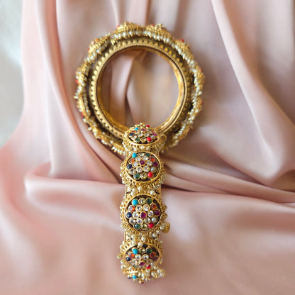 Multicolour Kundan Stone Bangle Set