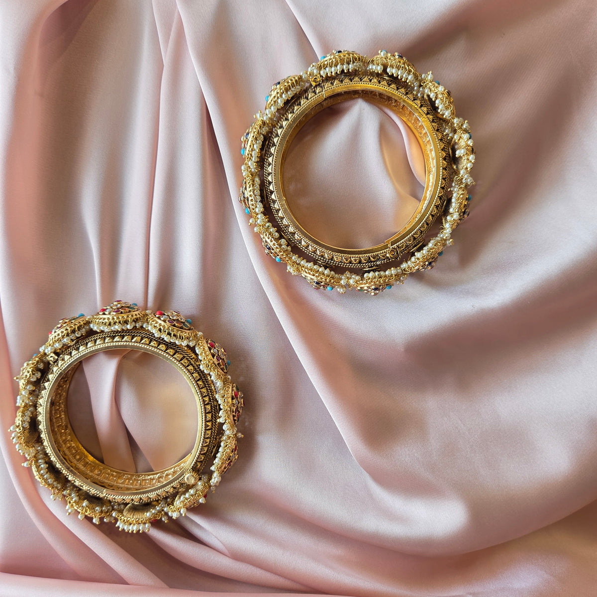 Multicolour Kundan Stone Bangle Set