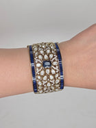 Royal Sapphire and Kundan Floral Statement Cuff Bracelet