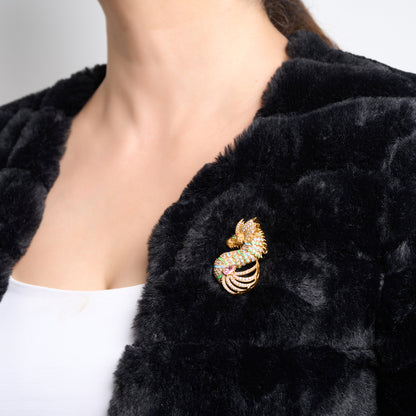 Enamel & Crystal Seahorse Gold  Plated Brooch